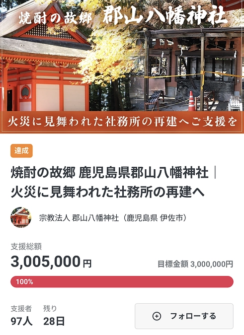 第一目標達成の御礼と第二目標に向けてご支援のお願い