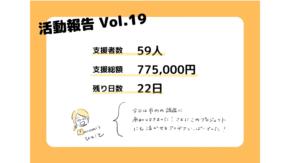 クラファン１９日目