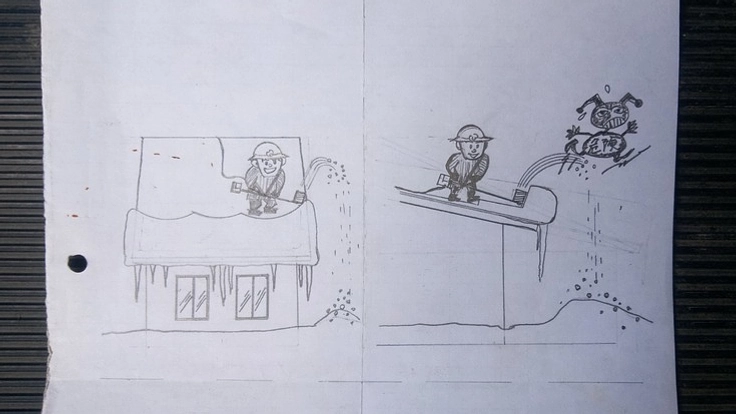 屋根の上の除雪機（マンサード）