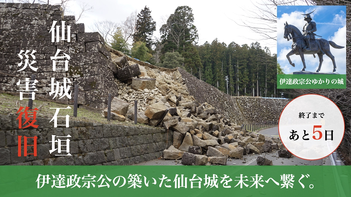【終了まで残り５日】本丸北西石垣の崩落石の回収が始まりました。