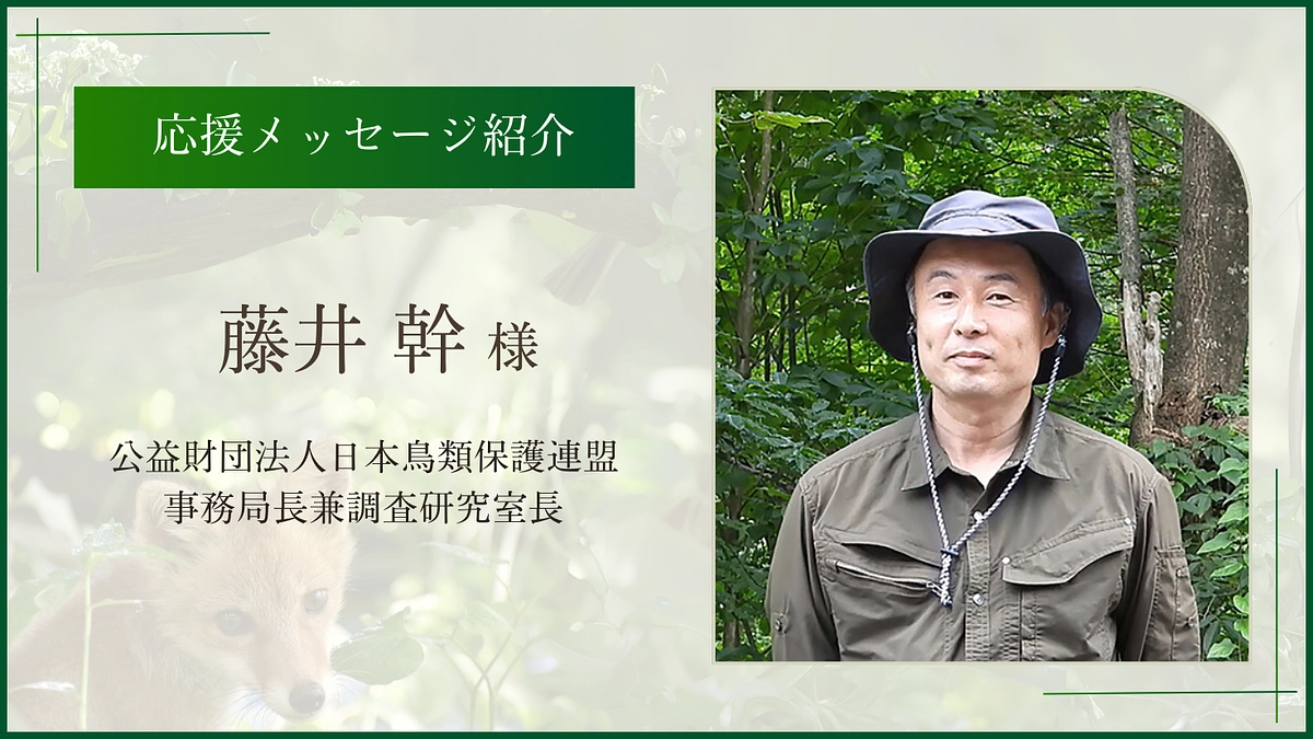 お寄せいただいた応援のメッセージ（公益財団法人日本鳥類保護連盟 事務局長兼調査研究室長 藤井幹様）