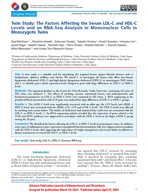 研究成果の公表（原著論文）