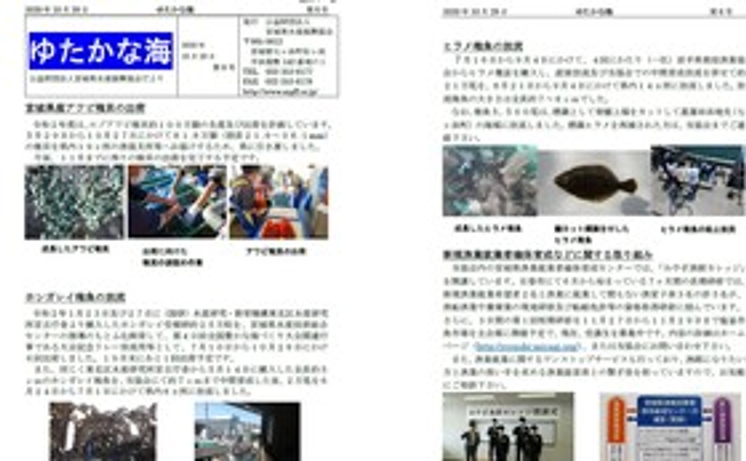 「ゆたかな海～公益財団法人宮城県水産振興協会だより」の送付と、協会HPでのお名前掲載（個人支援の方）