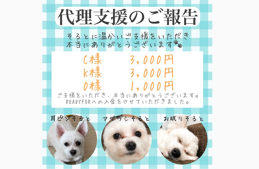 🍀代理支援金を入金いたしました🍀