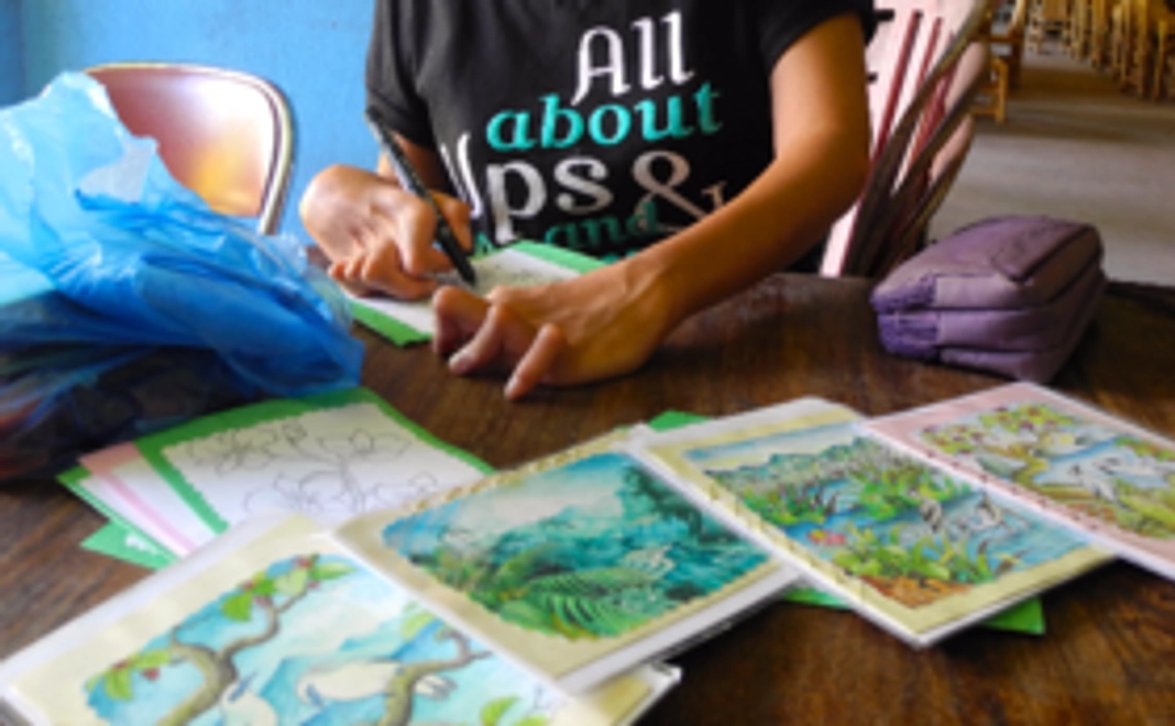 サンクスレター（バリの障がい者が描くカード）