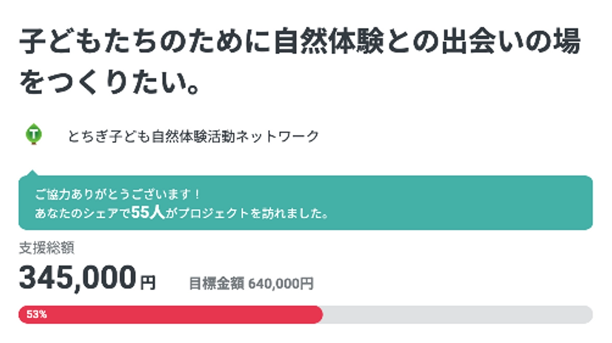 目標金額50%を超えました！