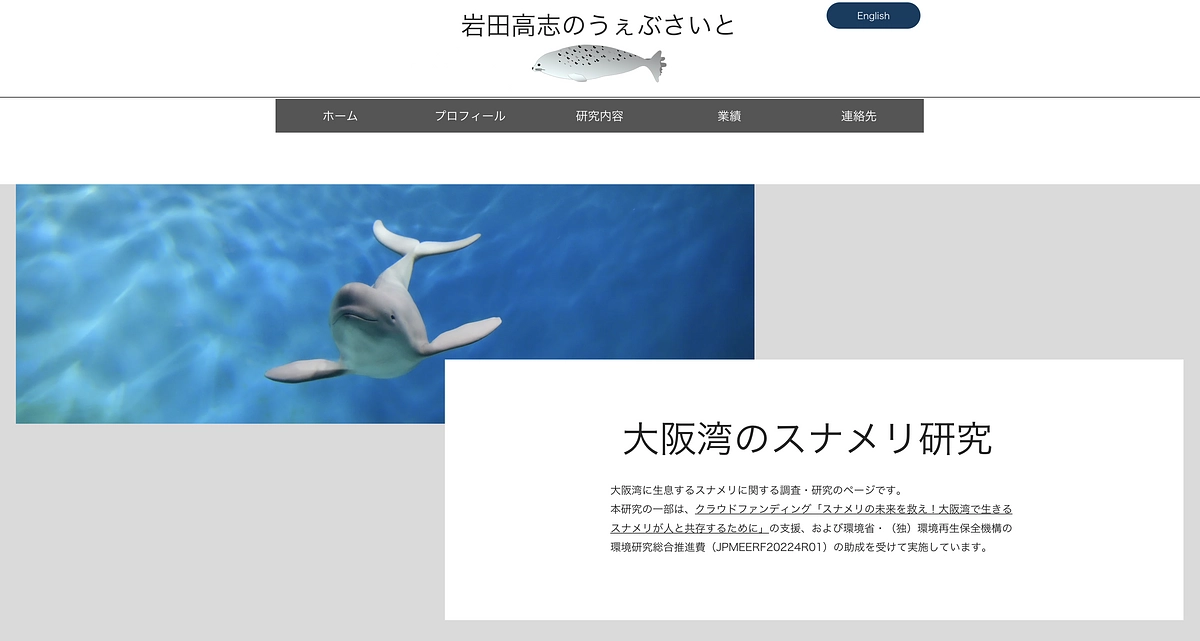 大阪湾のスナメリ研究ページを公開しました