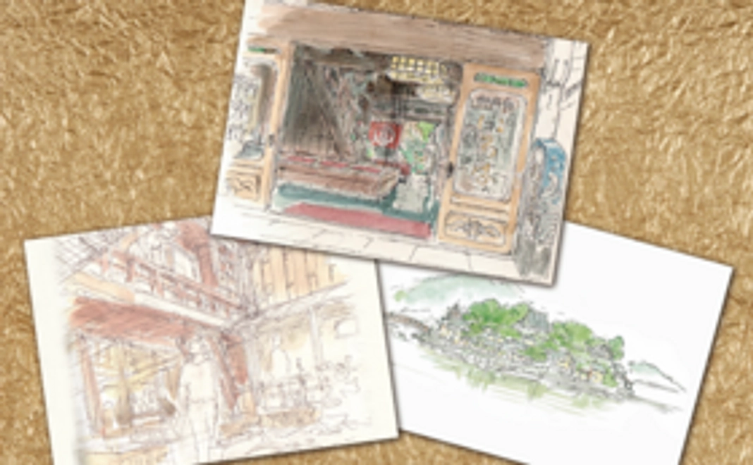 鞆の浦ポストカード３枚セット・鞆の浦日本手ぬぐい