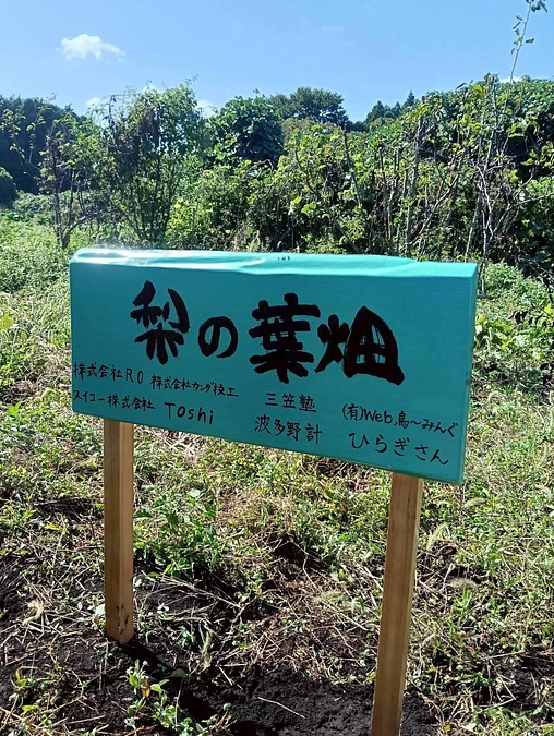 梨葉の圃場に立て看板を設置しました！