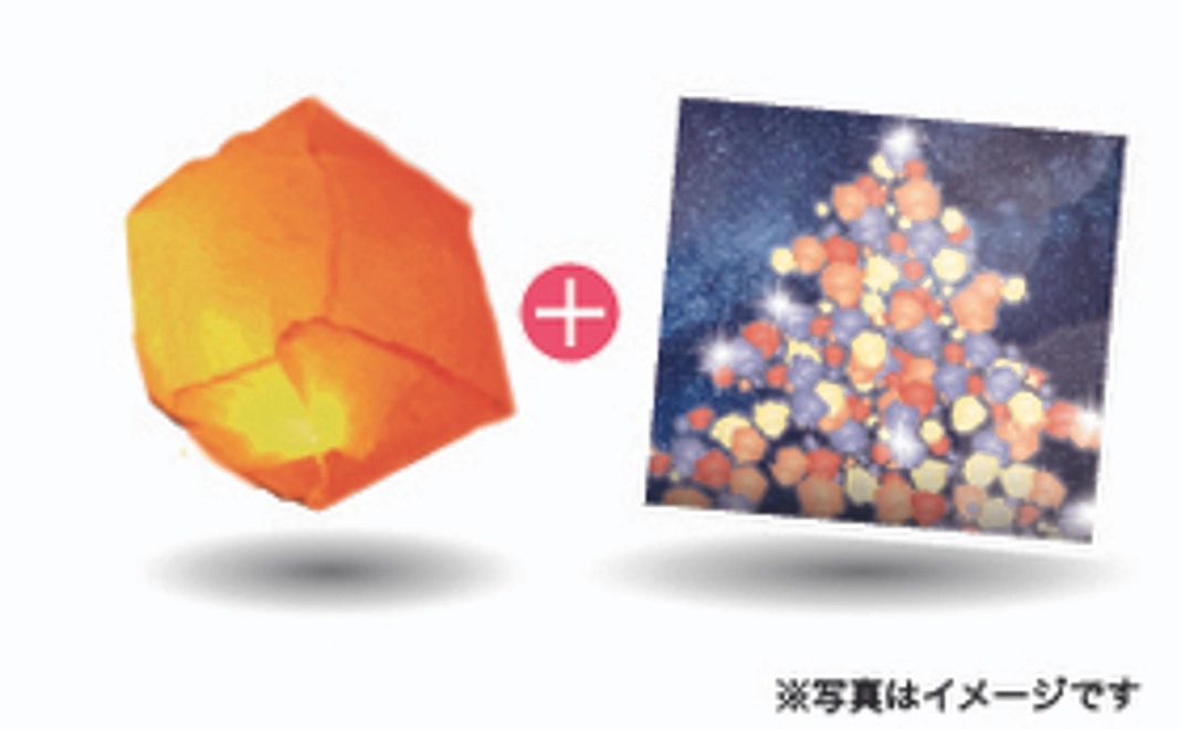 スカイランタン1個+ドローン撮影写真