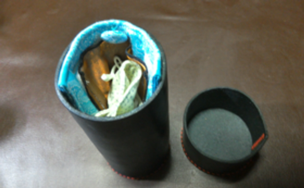 抗菌抗ウイルス対策用マスク革ボックス（スマホ対応）抗菌抗ウイルス加工生地・銅繊維素材シート使用・円筒２形
