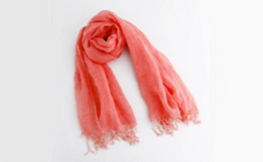 大麻布×天然色素 スカーフ1枚（赤色）