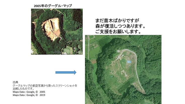 違法山砂採取の大穴に、ゼロから育ててきた苗木の森を守りたい！