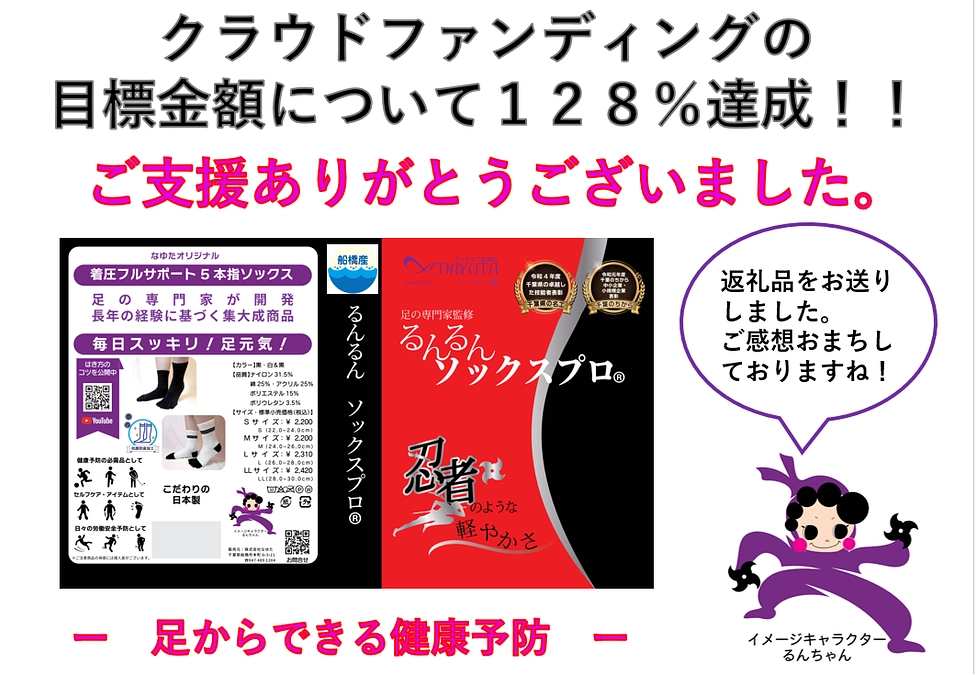 【着圧5本指忍者ソックス】リターン商品をお送りしました！