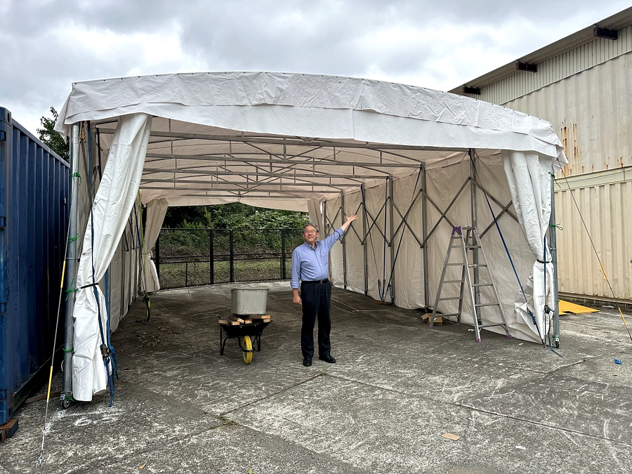 ハ号ブルの修復作業場が完成しました♬