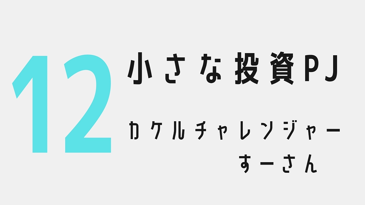小さな投資プロジェクト12〜チャレンジャー：すーさん