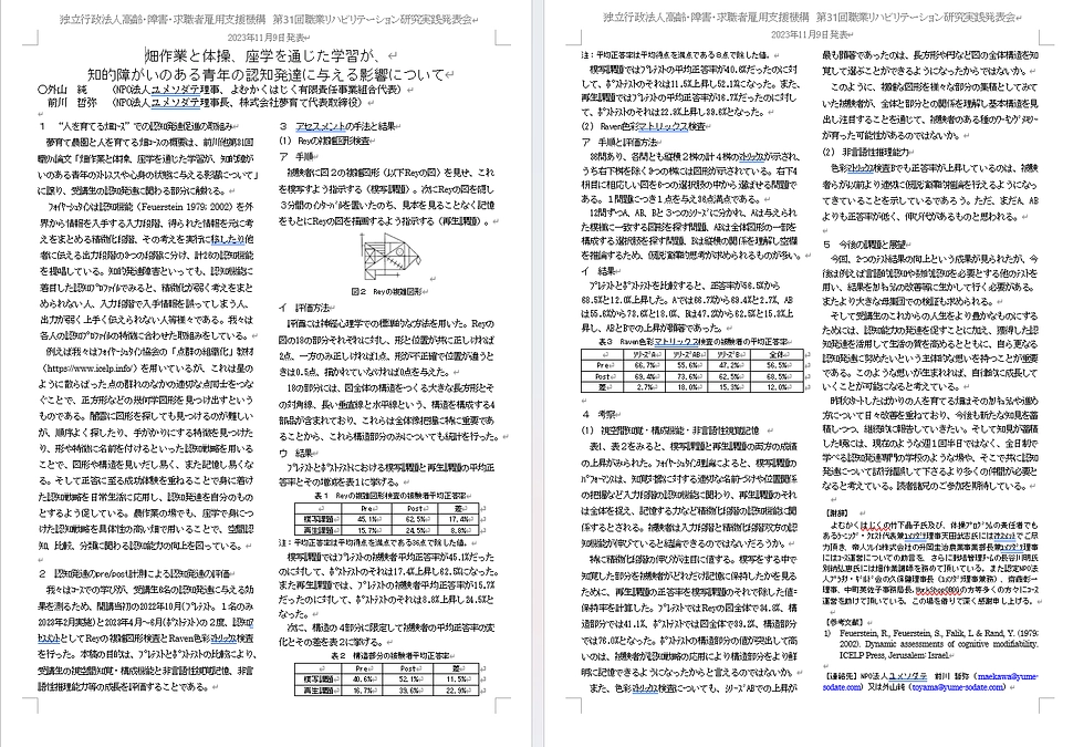人を育てる畑での学びが、知的発達障害のある受講生の認知機能を向上させたことが分かりました！