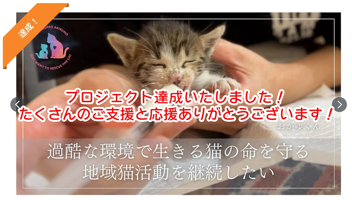 プロジェクト達成いたしました！　心よりお礼申し上げます！