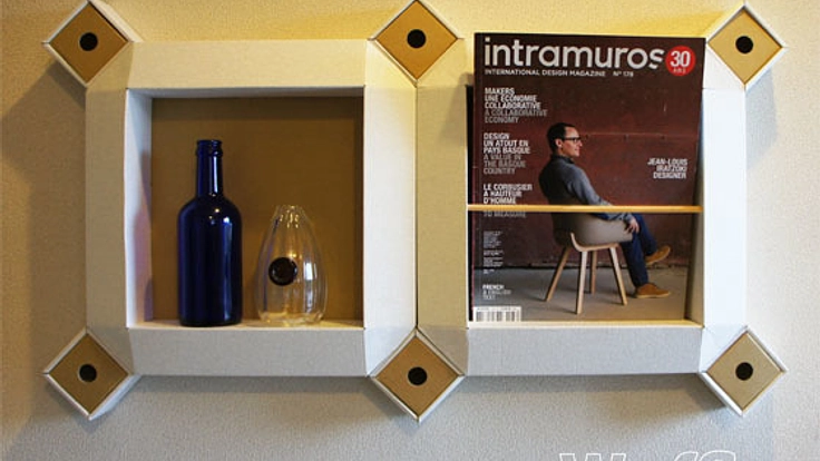 壁を箱にするインテリア家具／ダンウォールシェルフ『waffle』