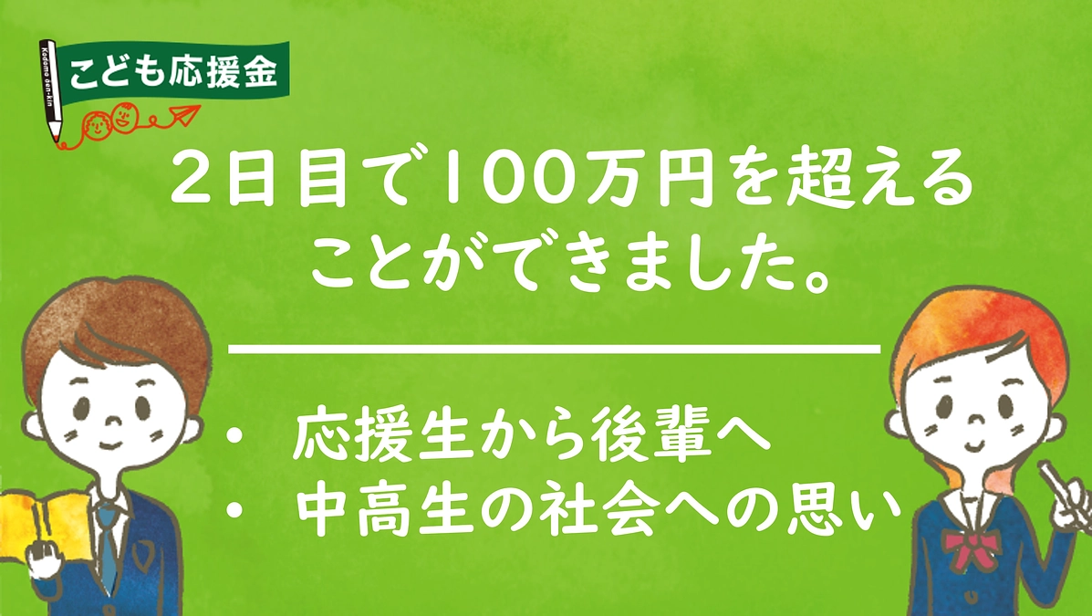 2日間で100万円を超えました。心から感謝です。
