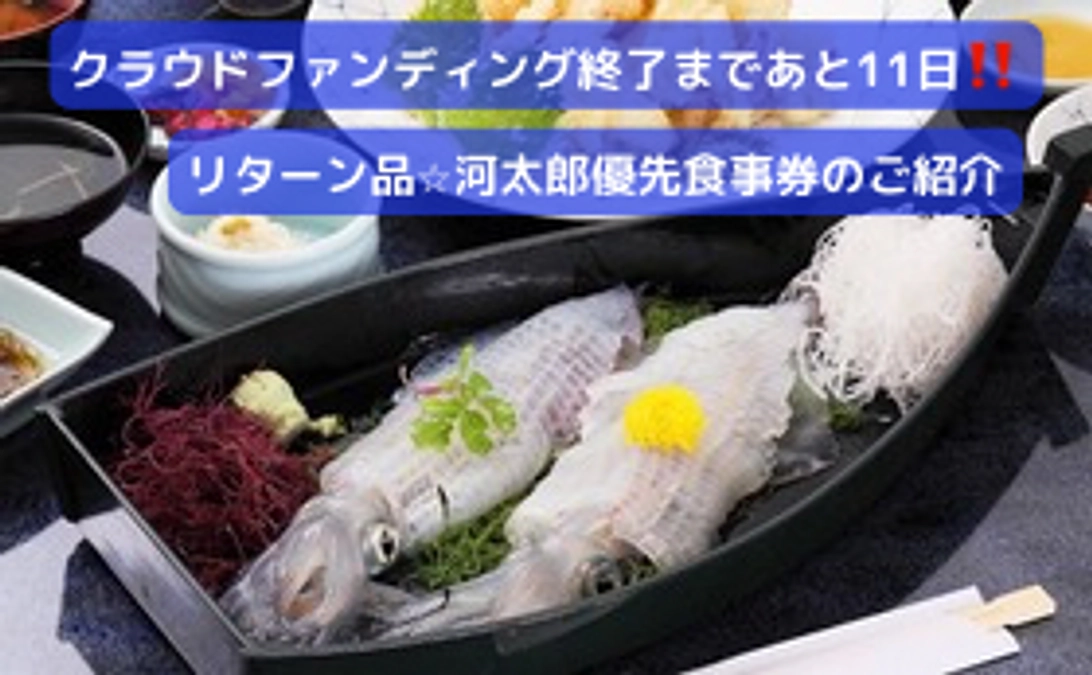 【リターン紹介】実は河太郎の食事券&優先権がすごいんです‼️