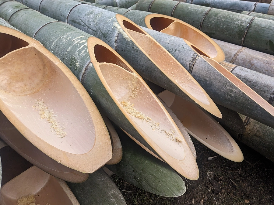 世界一の大門松づくりの手伝い