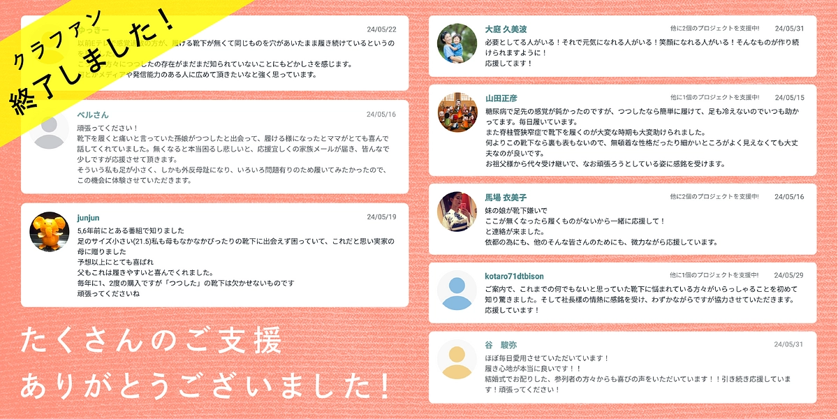 クラウドファンディング終了のお知らせとお礼