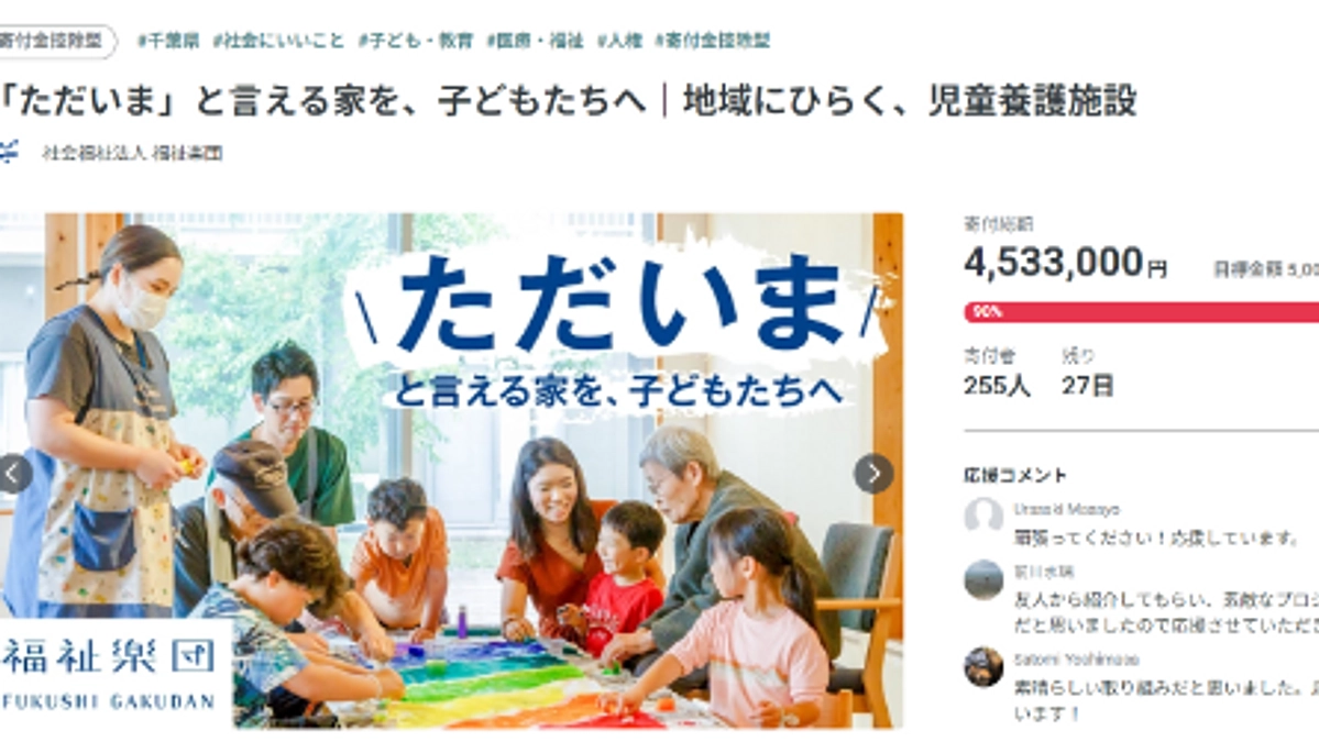 第一目標の達成率が90％になりました！　たくさんのご声援にとても励まされています。