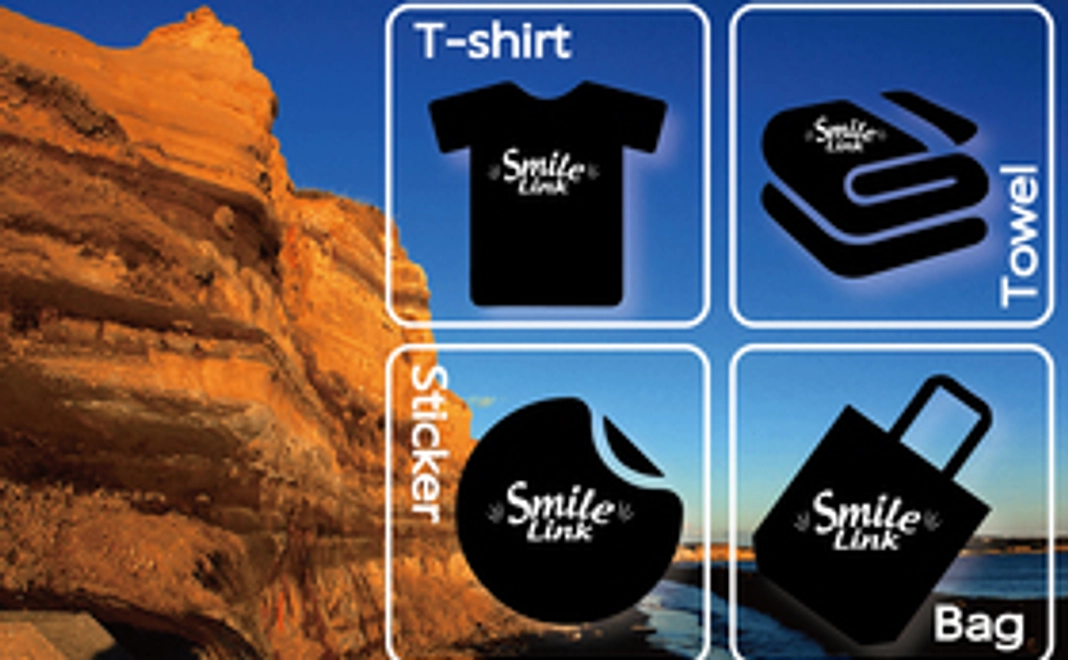 限定！Smile Link オリジナルグッズ（フェイスタオル、Tシャツ、バッグ、ステッカー）＆お礼状