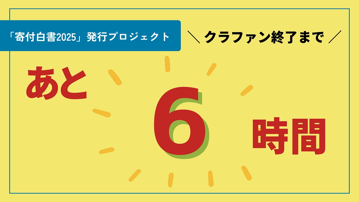 プロジェクト終了まで6時間を切りました！250名の目標まで、あと26名！