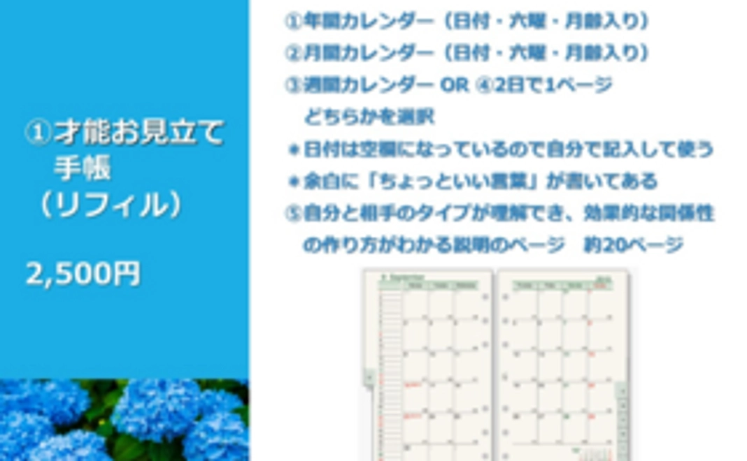 才能お見立て手帳（リフィル）1年分