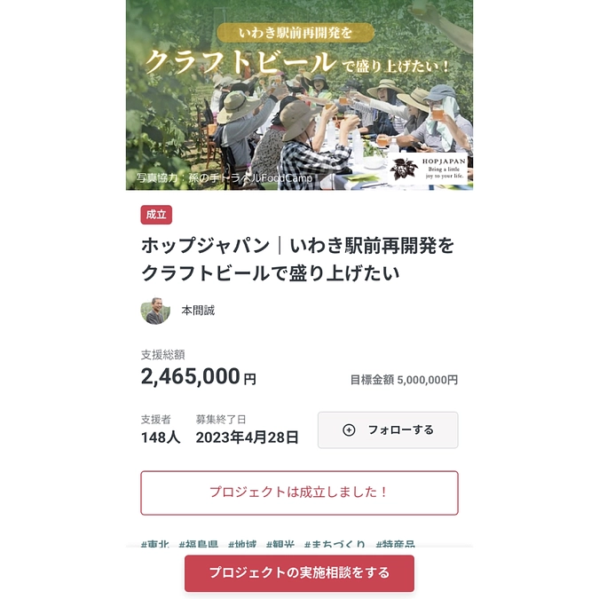 クラウドファンディング終了