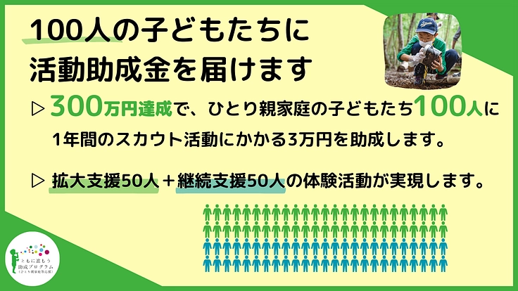 【#体験格差】ひとり親家庭の子ども100人へボーイスカウト体験を 4枚目