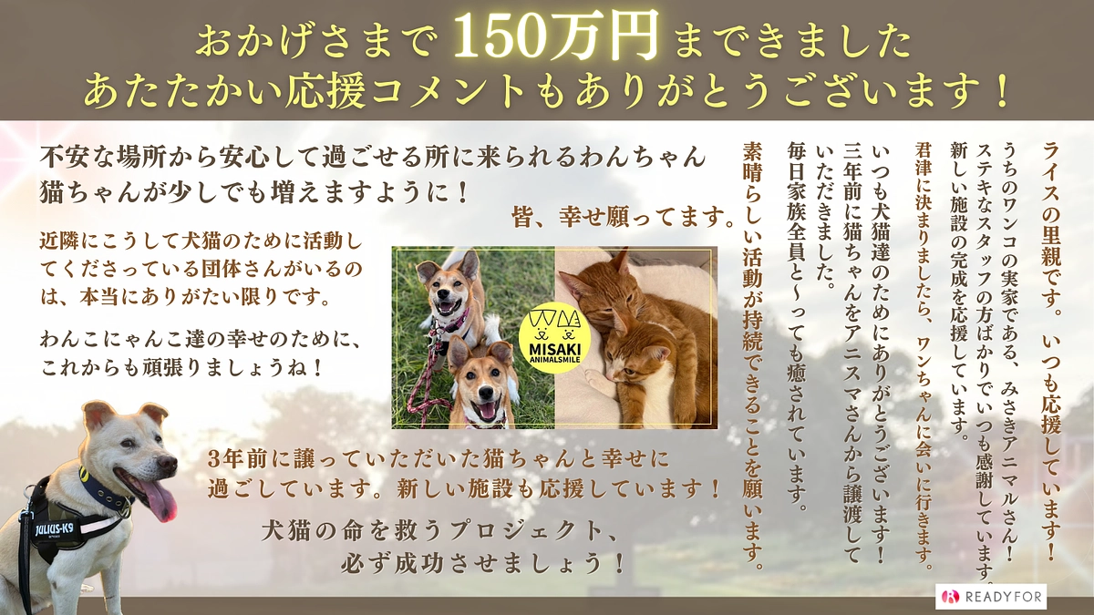 残り36日｜160万円を突破！目標金額の1,900万円までまだまだですが達成を信じて走り切ります