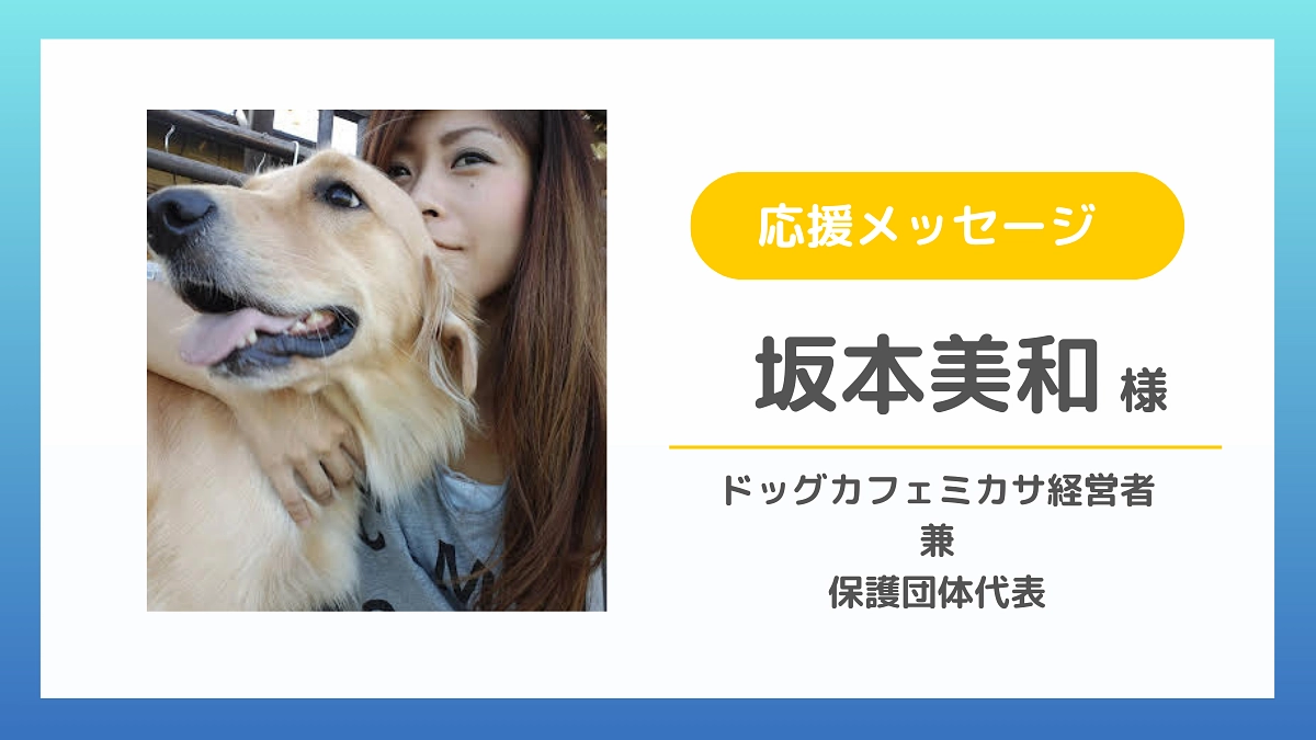 【応援メッセージのご紹介】坂本美和様（ドッグカフェミカサ経営者 兼 保護団体代表）