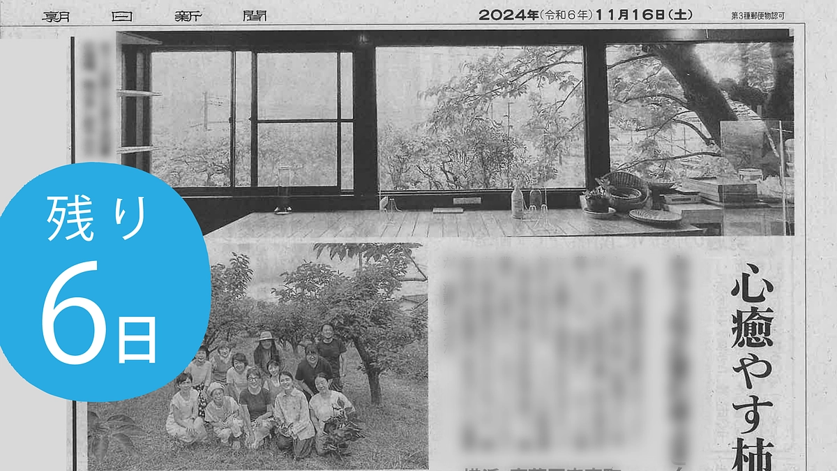 本日 11月16日、朝日新聞の地域面（神奈川）に柿畑支援の情報が掲載されました！