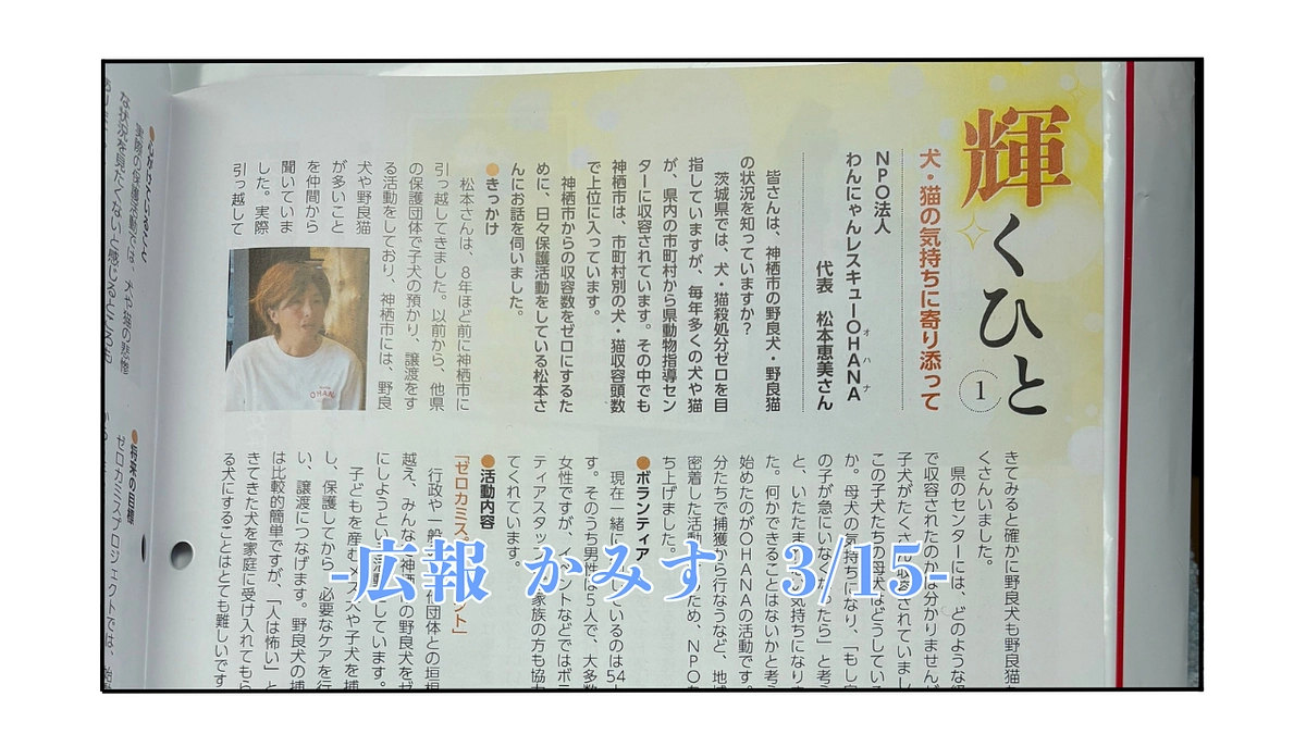 3/15 広報 かみす に掲載させて頂きました！