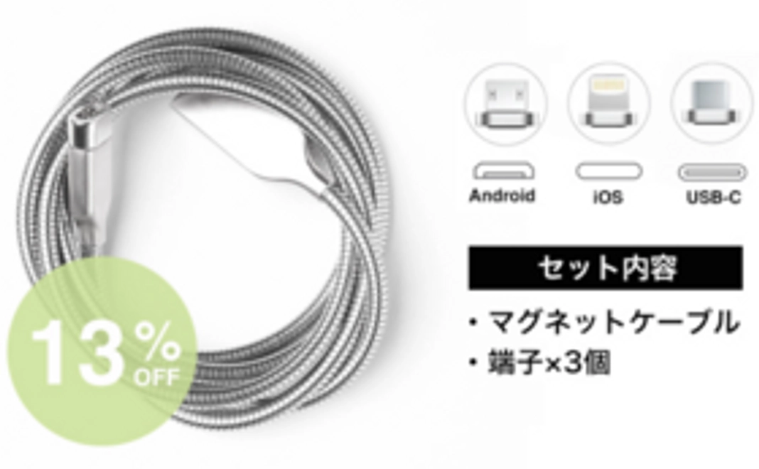 【早割13％オフ】マグネットケーブル×1、端子×3