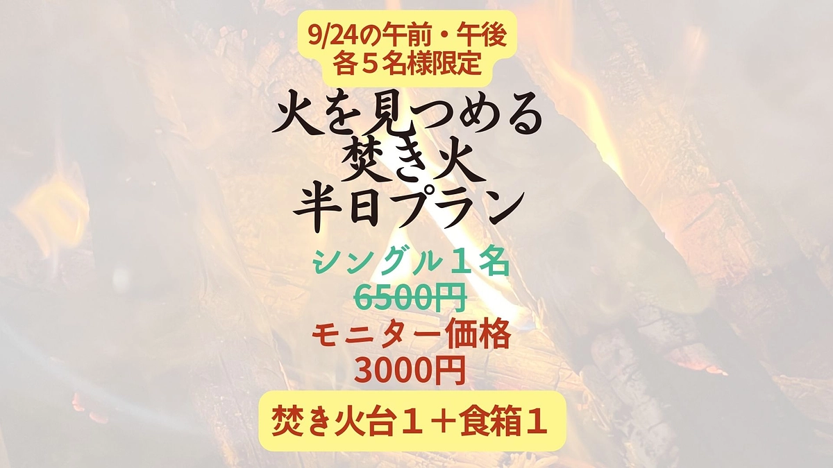 半日火を見つめるプラン、ようやくモニタープランスタート！