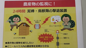 農園、果樹園に侵入する、泥棒や鳥獣類の追払い装置 のトップ画像