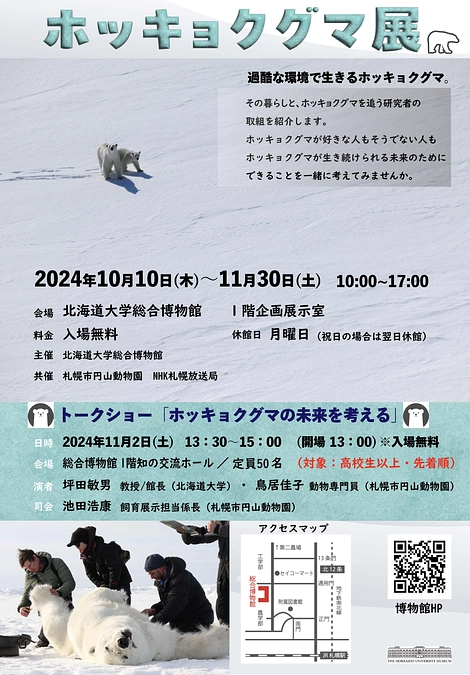 北大総合博物館でホッキョクグマ展が始まりました
