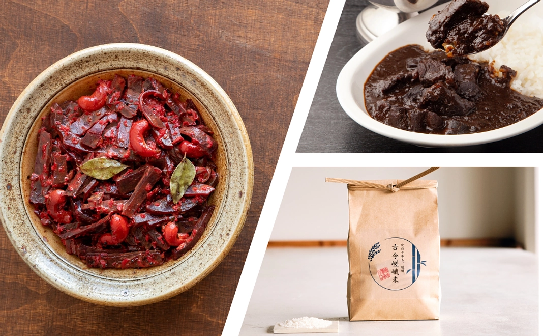 ビーガンタケノコカレー(缶詰4個)とお米(3kg)のセット/10,000円