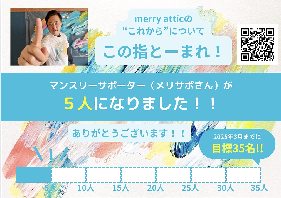 マンスリーサポーター（メリサポさん）が５人になりました！！