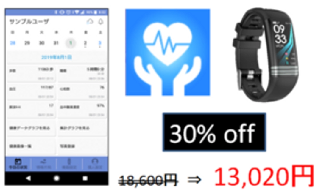 【先着20名様限定】スマートウェアラブル１台＋『ヘルポ』アプリ