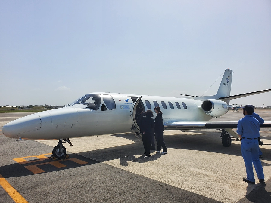 本日ドクタージェット第１例目の搬送を無事に行いました