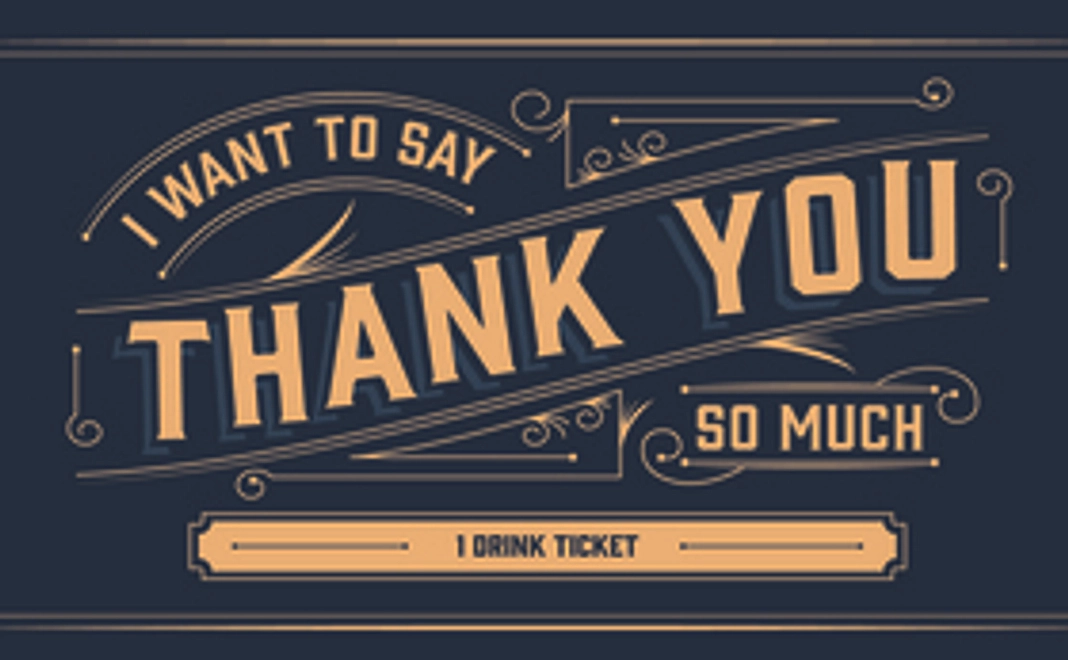 1ドリンクチケット1枚+店舗ロゴのステッカー1枚 送付