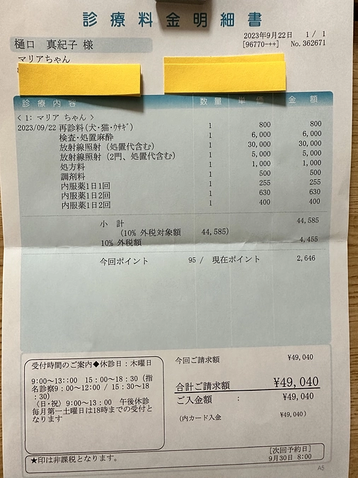 9/16 診療明細書