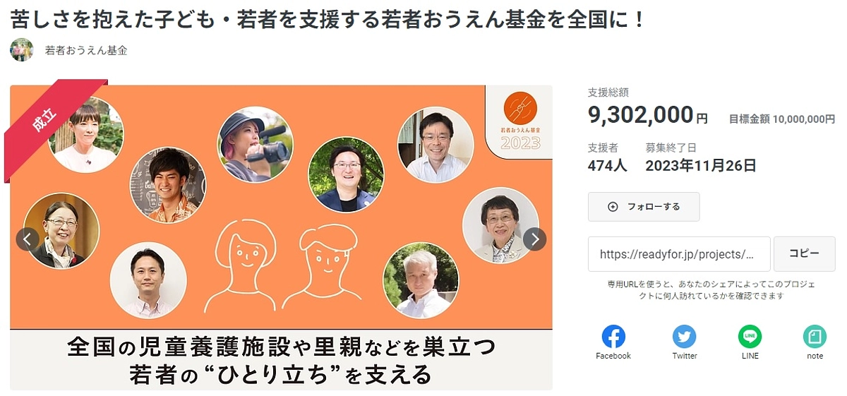 若者おうえん基金クラウドファンディングへのご支援ありがとうございました！