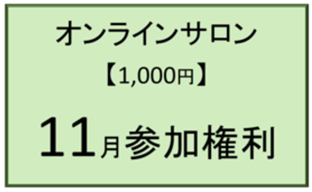 【オンラインサロン11月参加権利】