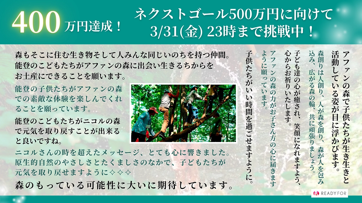 お陰様で400万円を突破！本日23時までネクストゴール500万円達成に向けて最後まで頑張ります